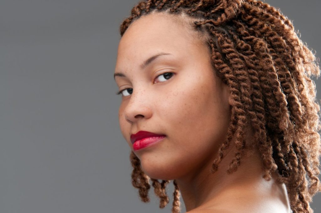 African-American woman in twist braid hairstyle