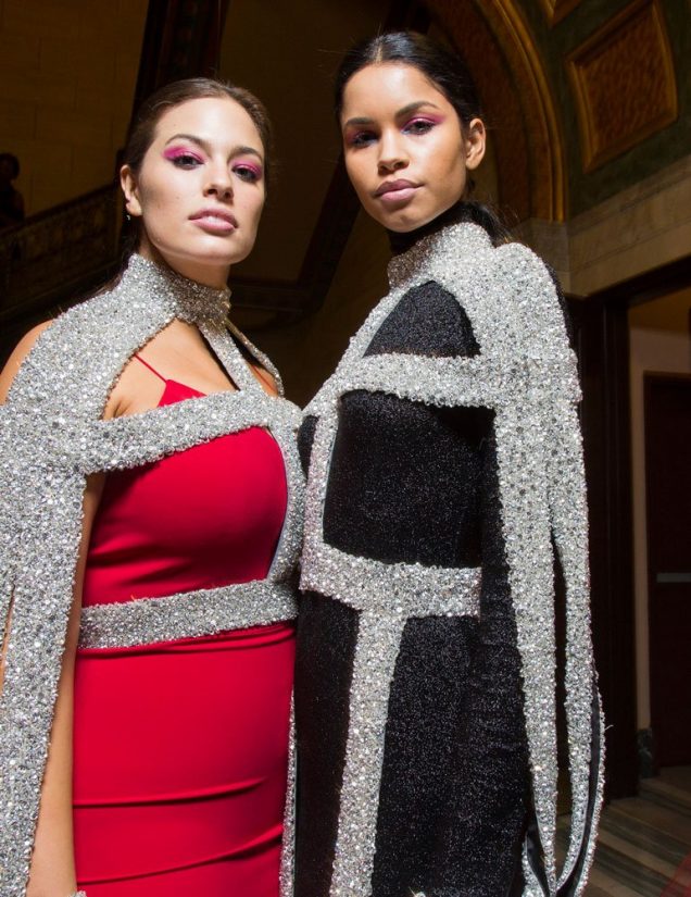 Ashley Graham and Daiane Sodré at Christian Siriano Fall 2018.