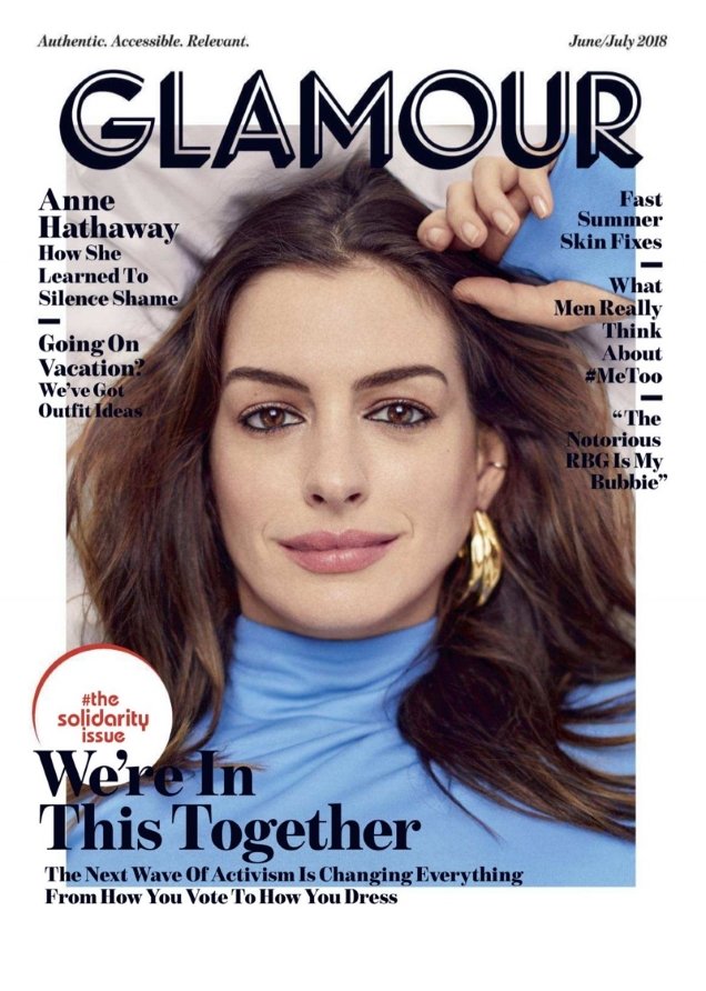 US Glamour June/July 2018 : Anne Hathaway by Billy Kidd