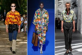 Hawaiian shirts in the Balenciaga Spring 2018 Menswear collection, Gucci Spring 2018 Womenswear collection and Prada Spring 2018 Menswear collection.