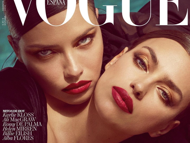 Vogue España August 2019 : Adriana Lima & Irina Shayk by Luigi & Iango