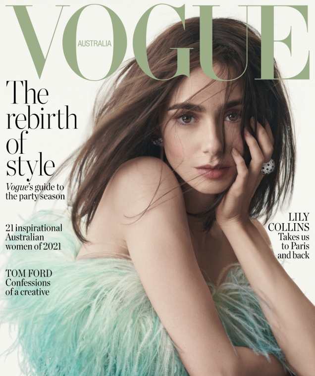 Vogue Australia December 2021 : Lily Collins by Ned Rogers