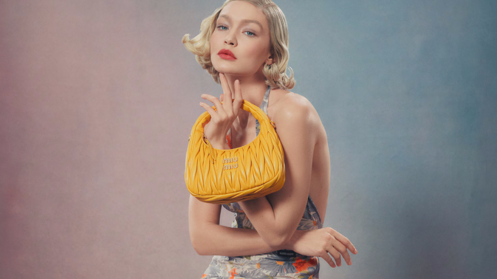 Miu Miu 'Matelassé' Handbags 2024 : Gigi Hadid by Steven Meisel