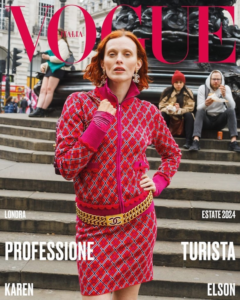 Vogue Italia August 2024 : Karen Elson by Martin Parr