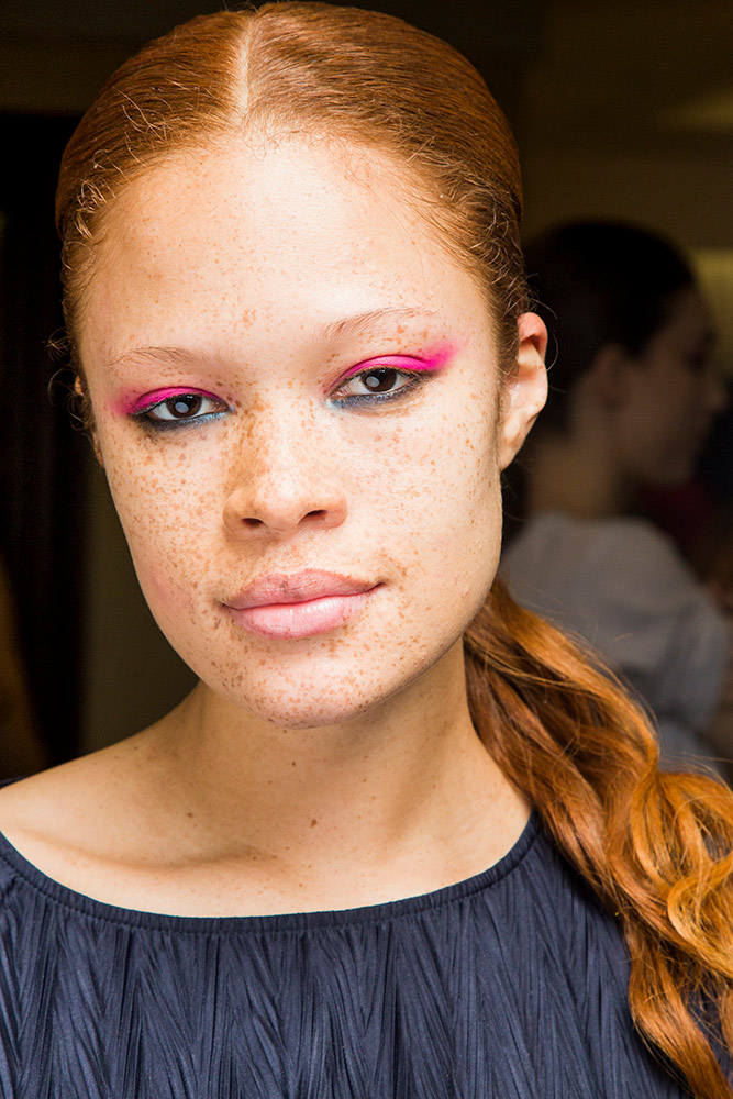 Hot Pink Eyeshadow and Nude Lipstick