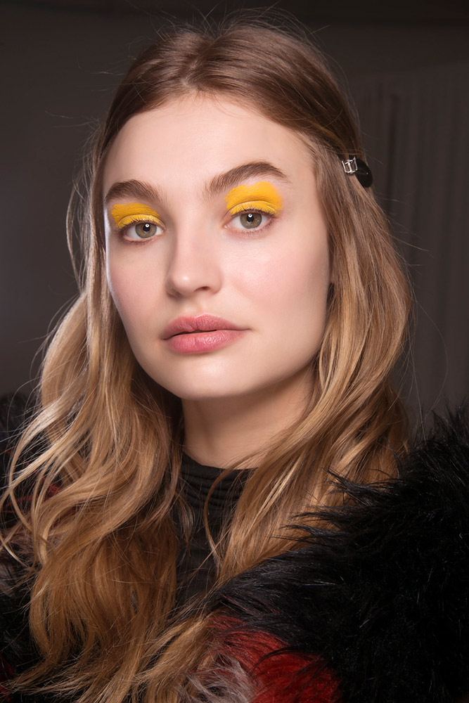 Yellow Eyeshadow and Nude Lipstick