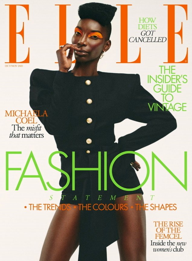 HIT: British ELLE October/November 2021 Michaela Coel by Danny Kasirye