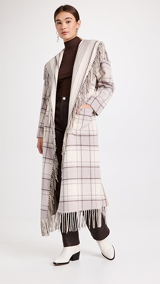 Jonathan Simkhai Carrie Double Faced Fringe Robe Coat  